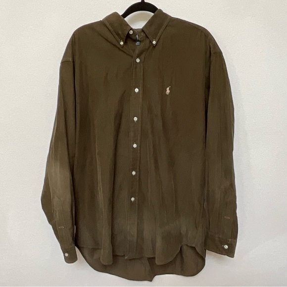 Ralph Lauren Blake Brown Corduroy Long Sleeve Button Up Size Large Fall Winter - Picture 1 of 4